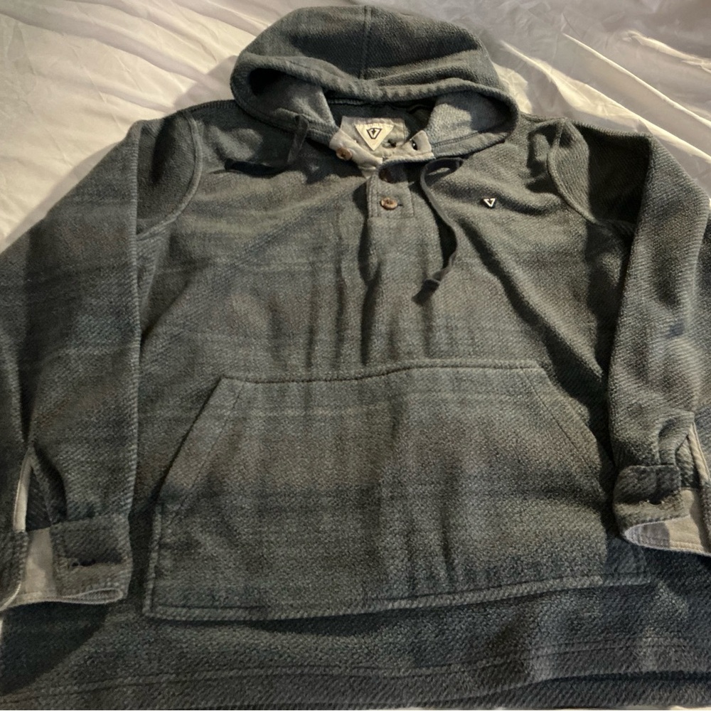 VISSLA Men's Dark Gray Hooded Pullover with Kangaroo Pocket